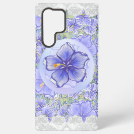 Hibiscus & kant BLAUW Samsung Galaxy Hoesje