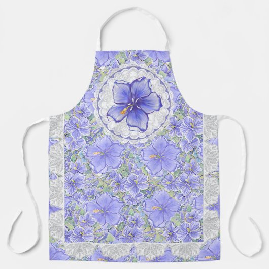 Hibiscus & kant BLAUW Schort (Voorkant)