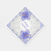 Hibiscus & kant BLAUW Servet (Hoek)