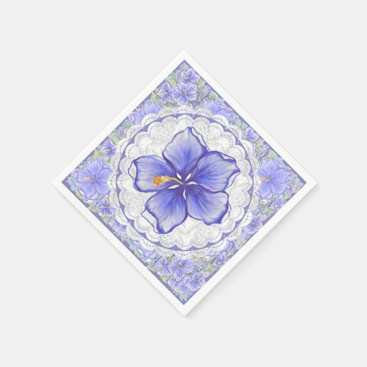 Hibiscus & kant BLAUW Servet (Hoek)