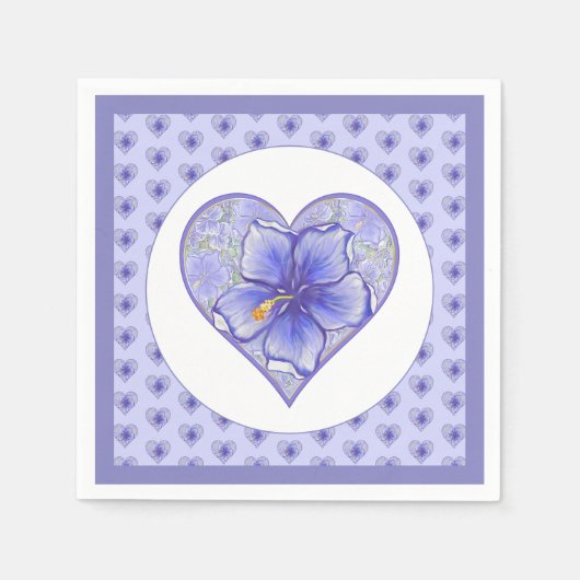 Hibiscus & kant BLAUW Servet (Voorkant)