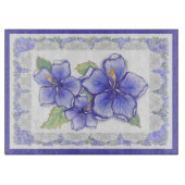 Hibiscus & kant BLAUW Snijplank (Voorkant)