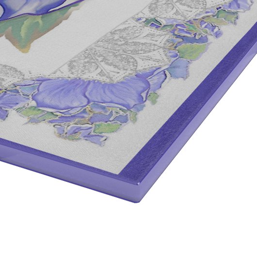 Hibiscus & kant BLAUW Snijplank (Hoek)