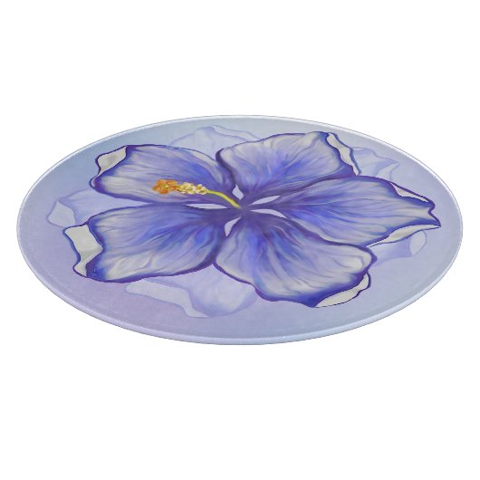 Hibiscus & kant BLAUW Snijplank (Hoek)