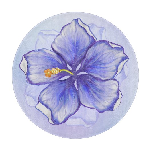 Hibiscus & kant BLAUW Snijplank (Voorkant)