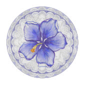 Hibiscus & kant BLAUW Snijplank (Voorkant)