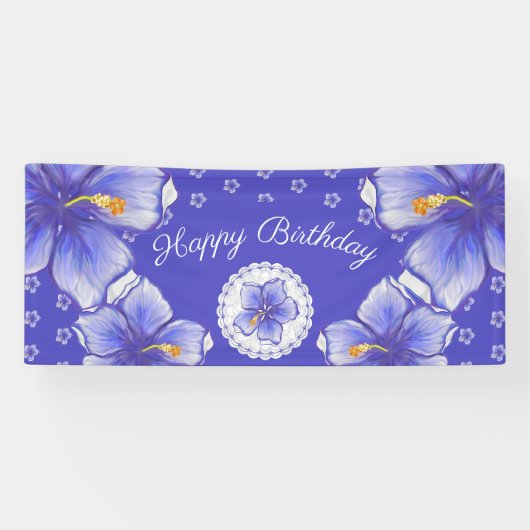 Hibiscus & kant BLAUW Spandoek (Horizontaal)