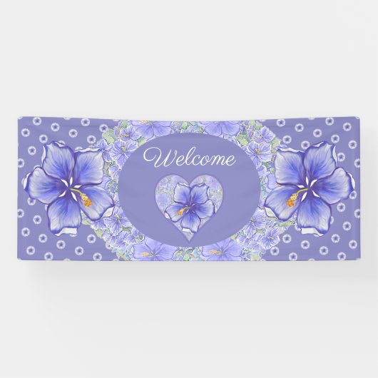 Hibiscus & kant BLAUW Spandoek (Horizontaal)