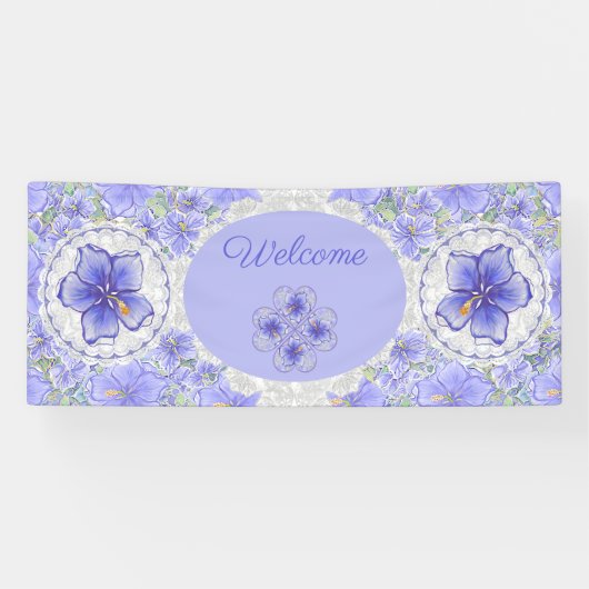 Hibiscus & kant BLAUW Spandoek (Horizontaal)