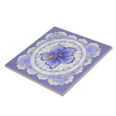 Hibiscus & kant BLAUW Tegeltje (Zijkant)