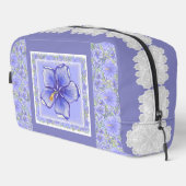 Hibiscus & kant BLAUW Toilettasje (Rechterhoek)