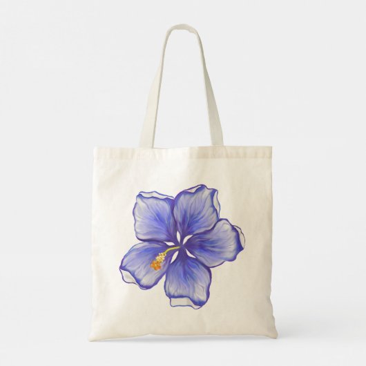 Hibiscus & kant BLAUW Tote Bag (Achterkant)