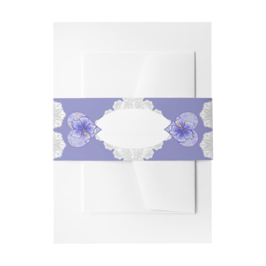 Hibiscus & kant BLAUW Uitnodigingen Wikkel (Voorkant Voorbeeld)