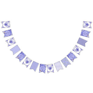 Hibiscus & kant BLAUW Vlaggetjes