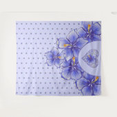 Hibiscus & kant BLAUW Wandkleed (Voorkant (horizontaal))