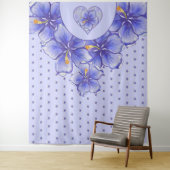 Hibiscus & kant BLAUW Wandkleed (In situ)