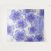 Hibiscus & kant BLAUW Wandkleed (Voorkant (horizontaal))