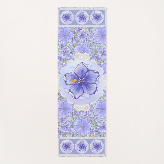 Hibiscus & kant BLAUW Yogamat (Voorkant)