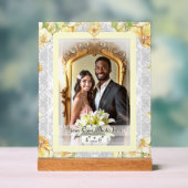 Hibiscus & kant GEEL Acryl Bord (Neutraal)