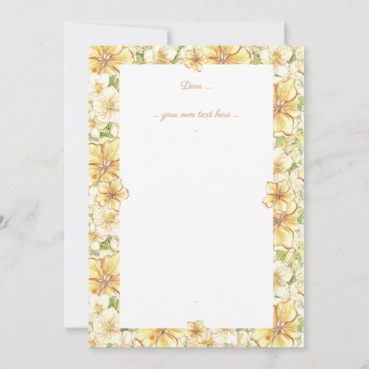 Hibiscus & kant GEEL Bedankkaart (Achterkant)