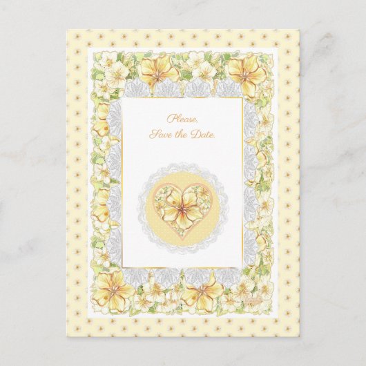 Hibiscus & kant GEEL Briefkaart (Voorkant)