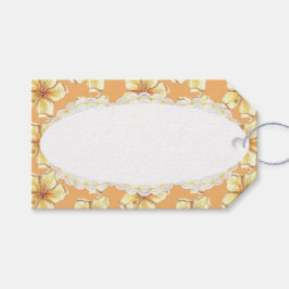 Hibiscus & kant GEEL Cadeaulabel