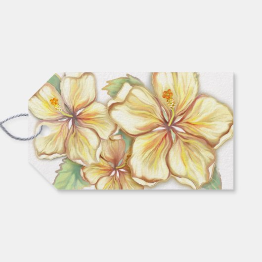 Hibiscus & kant GEEL Cadeaulabel (Achterkant Horizontaal)
