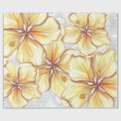 Hibiscus & kant GEEL Cadeaupapier (Vlak)