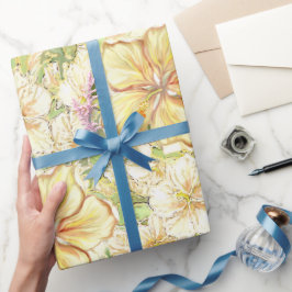 Hibiscus & kant GEEL Cadeaupapier