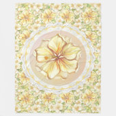 Hibiscus & kant GEEL Fleece Deken (Voorkant)