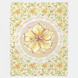 Hibiscus & kant GEEL Fleece Deken