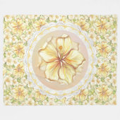 Hibiscus & kant GEEL Fleece Deken (Voorkant (Horizontaal))