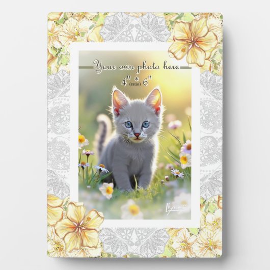 Hibiscus & kant GEEL Fotoplaat (voorkant)