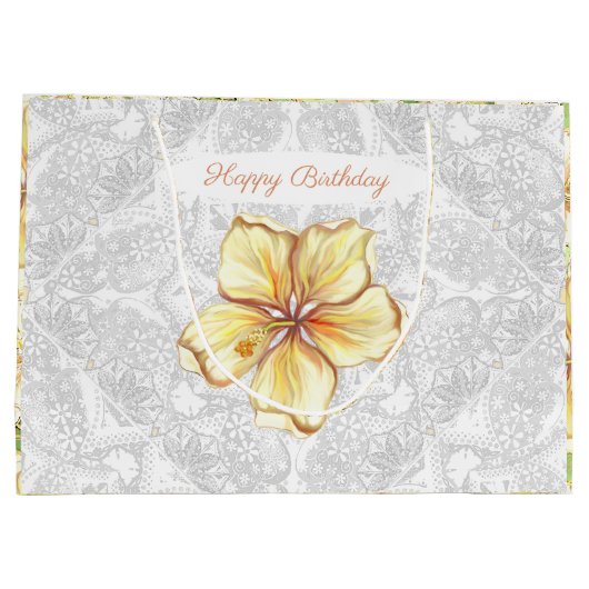 Hibiscus & kant GEEL Groot Cadeauzakje (Achterkant)