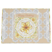 Hibiscus & kant GEEL Groot Cadeauzakje (Voorkant)