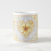 Hibiscus & kant GEEL Grote Koffiekop (Voorkant)