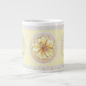 Hibiscus & kant GEEL Grote Koffiekop (Voorkant)