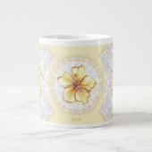 Hibiscus & kant GEEL Grote Koffiekop (Voorkant)