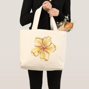 Hibiscus & kant GEEL Grote Tote Bag