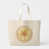 Hibiscus & kant GEEL Grote Tote Bag (Achterkant)