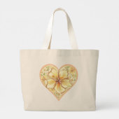 Hibiscus & kant GEEL Grote Tote Bag (Achterkant)