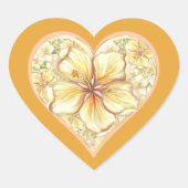 Hibiscus & kant GEEL Hart Sticker (Voorkant)