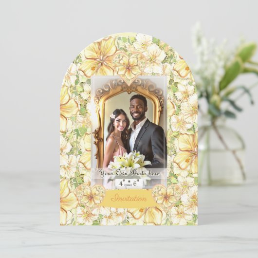 Hibiscus & kant GEEL Kaart (Staand voorkant)