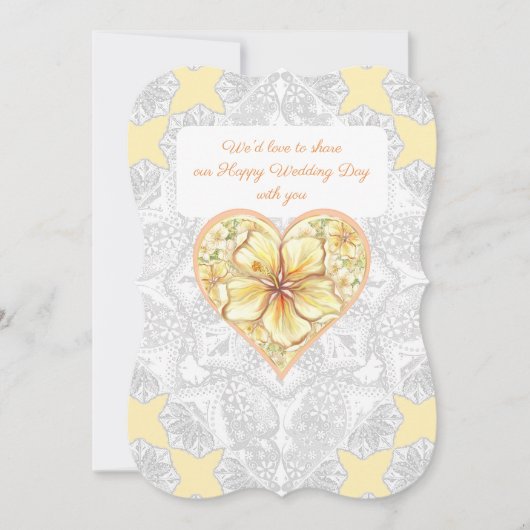 Hibiscus & kant GEEL Kaart (Voorkant)