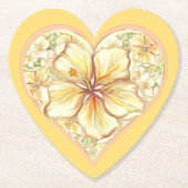 Hibiscus & kant GEEL Kartonnen Onderzetters (Voorkant)