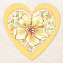 Hibiscus & kant GEEL Kartonnen Onderzetters