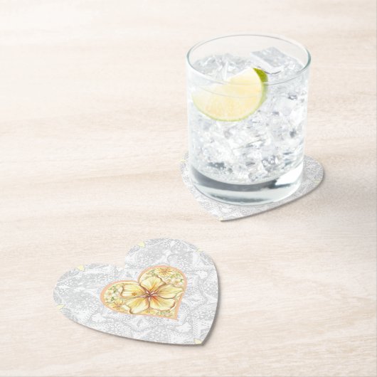Hibiscus & kant GEEL Kartonnen Onderzetters (Insitu)