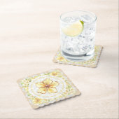 Hibiscus & kant GEEL Kartonnen Onderzetters (Insitu)