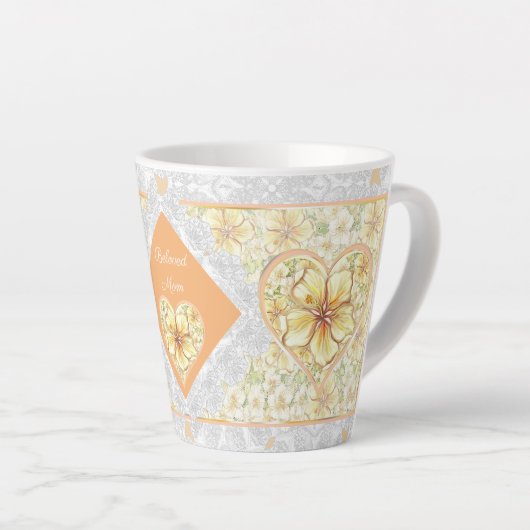 Hibiscus & kant GEEL Latte Mok (Rechterhoek)