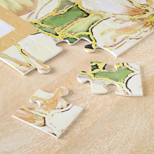 Hibiscus & kant GEEL Legpuzzel (Zijkant)